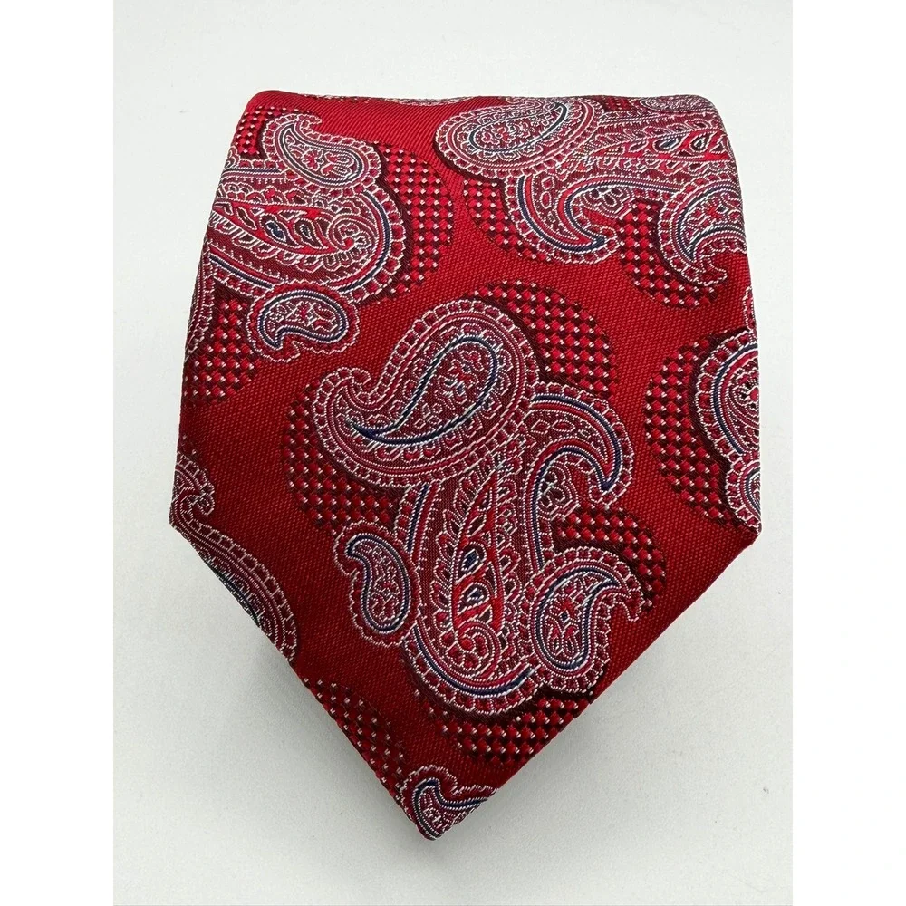 Canali 1934 Mens Red Paisley Silk Necktie Made in Italy Formal Business Tie